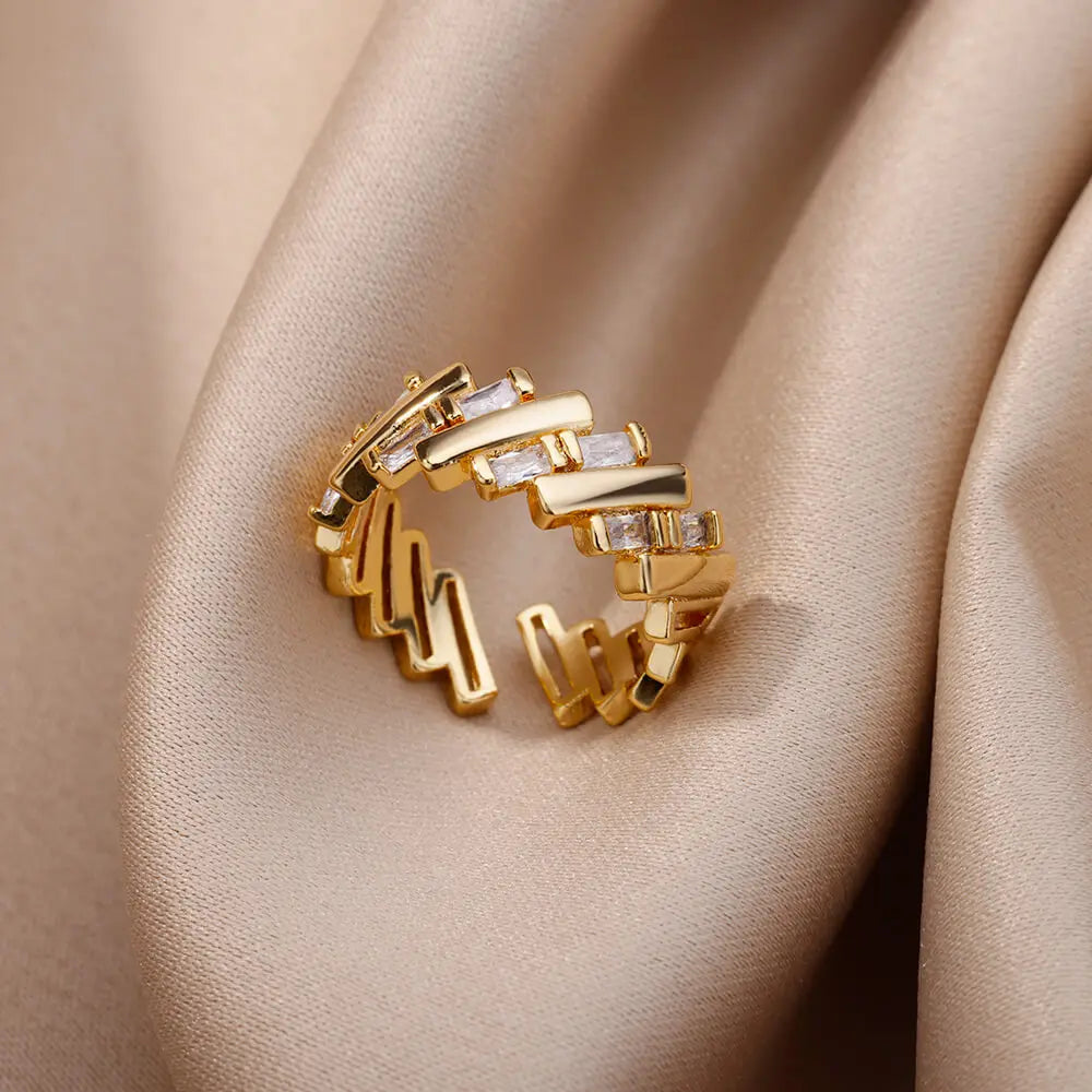 Fashion Leaves Opal Rings For Women Stainless Steel Opal Crystal Stone Leaves Finger Ring Engagement Bohemian Jewelry Gift