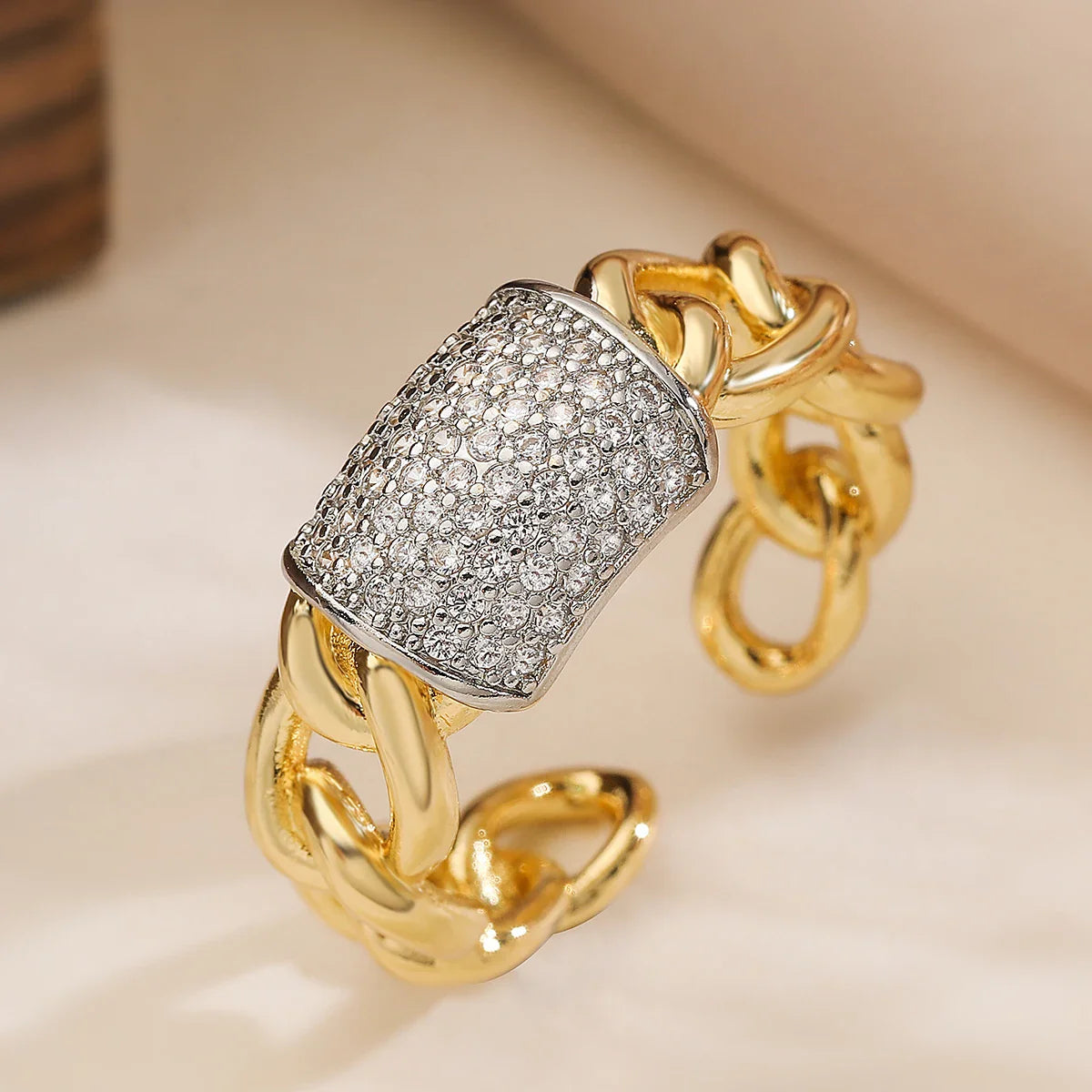 NEWBUY Brand Luxury AAA Cubic Zirconia Pave Setting Copper Jewelry Gold/Silver Mix Color Wedding Rings For Women Gift