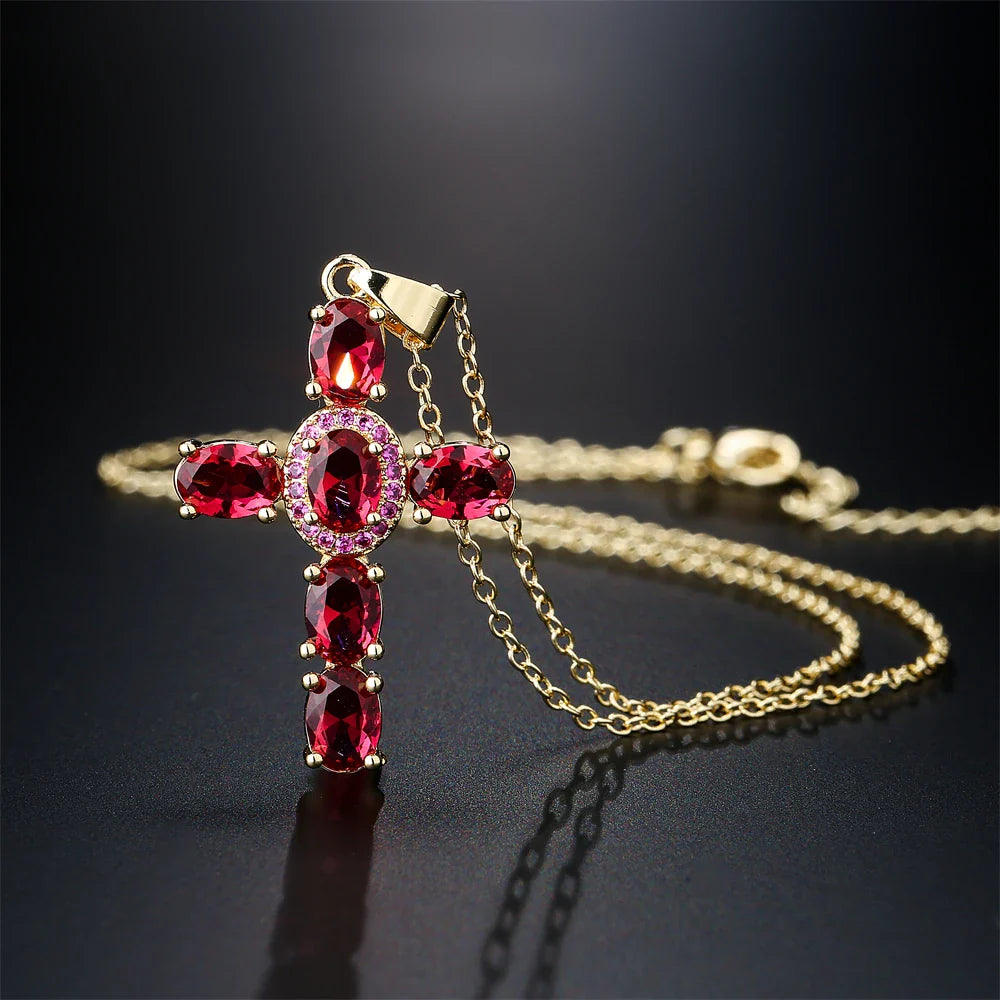 NEWBUY Classic Design Cross Pendant Necklace For Women 2026 Hot Sale Luxury AAA Cubic Zirconia Crystal Christian Jewelry Gift
