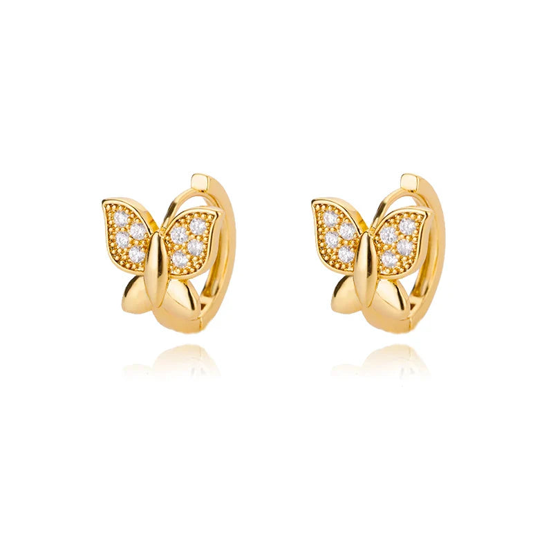 Zircon Butterfly Pendientes Earrings for Women Stainless Steel Gold Color Piercing Earring Girl y2k Jewelry aretes bijoux mujer