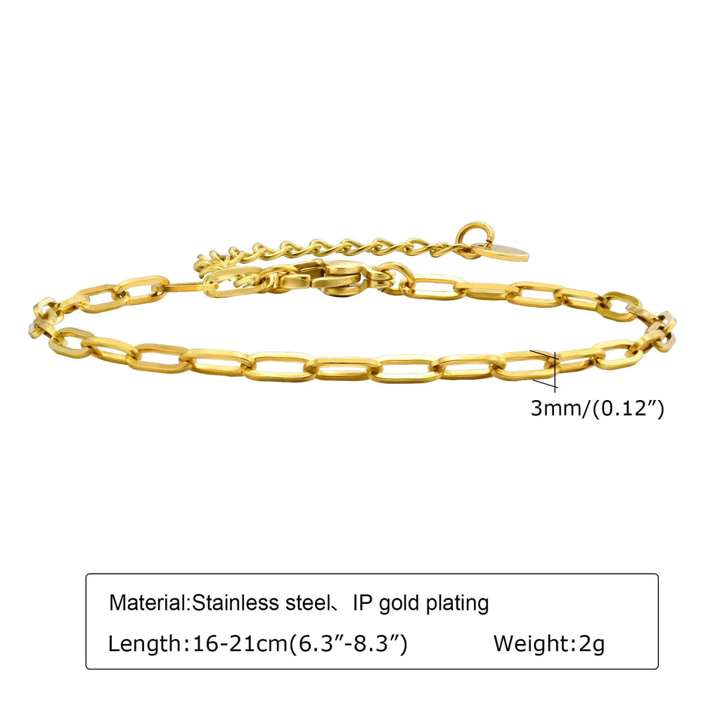 Statement Stainless Steel Chain Bracelet for Women, Vintage 18k Gold Plated Elegant Jewerlry