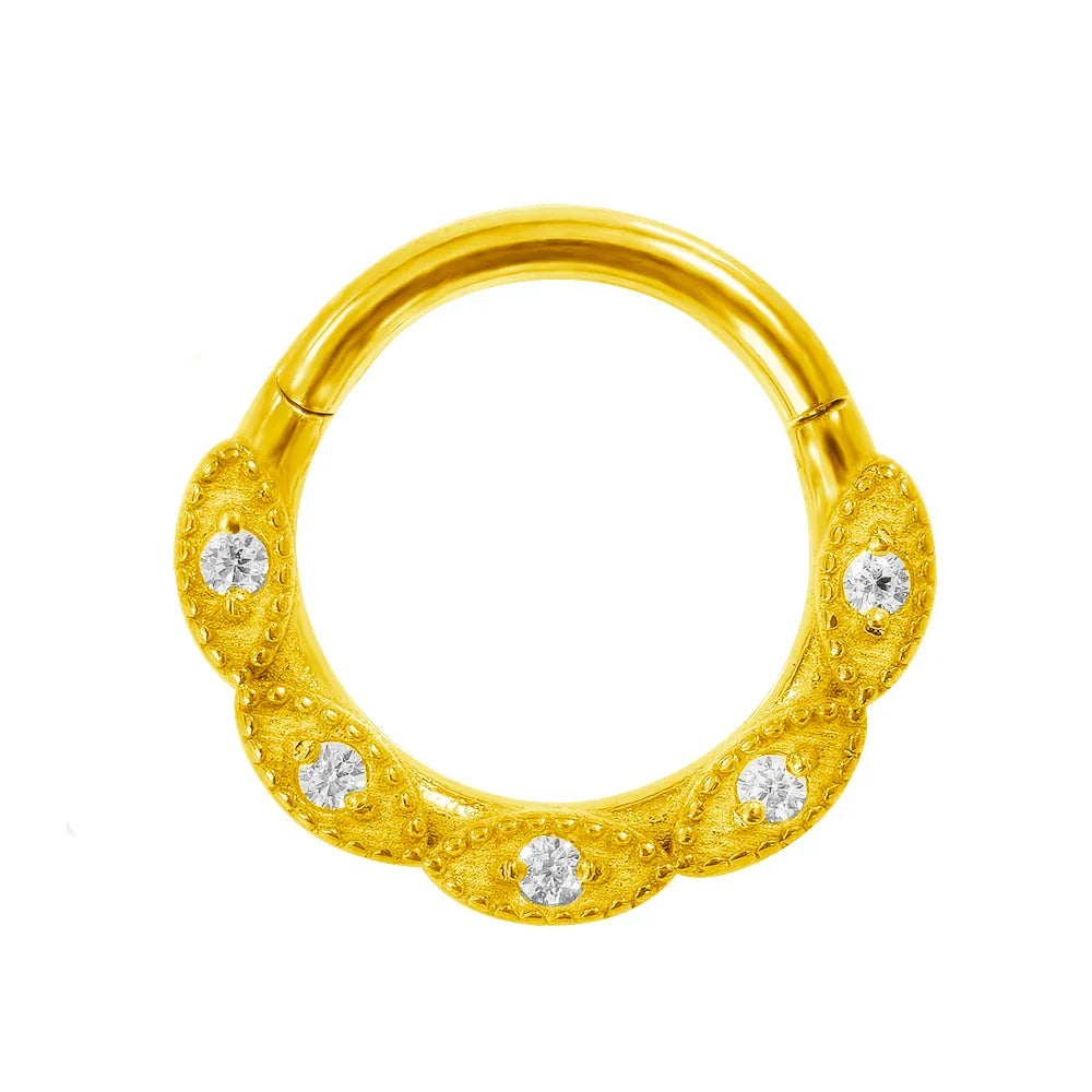 Flowers Nose Ring Septum 100% 316L Surgical Steel Zircon Clicker Daith Piercing Ear Cartilage Helix Hoop Flowers Water Drops
