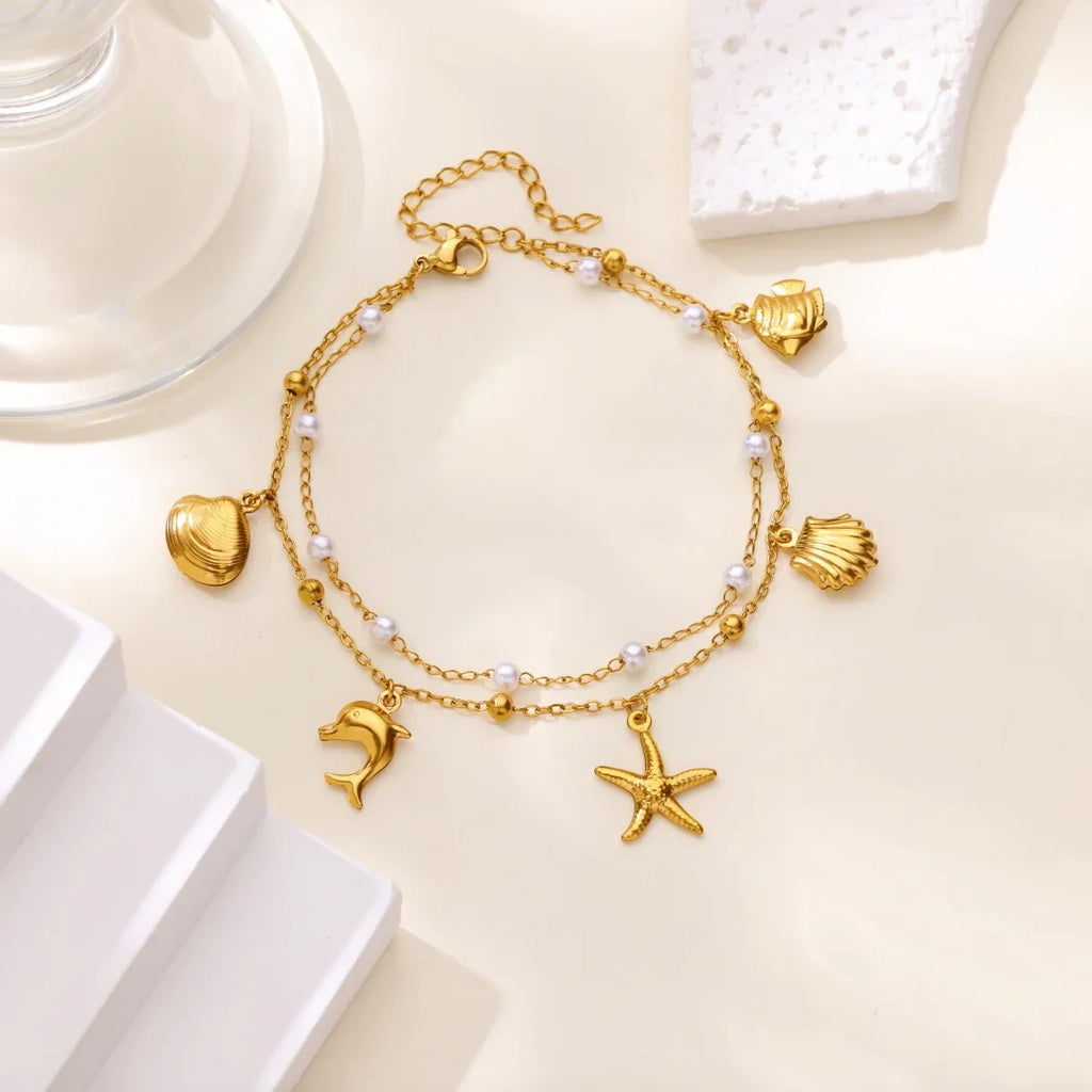 Stainless Steel Imitation Pearl Anklets for Women Gold Color Chain Ankle Bracelet Anklet Summer Beach Jewelry Accessories Gift