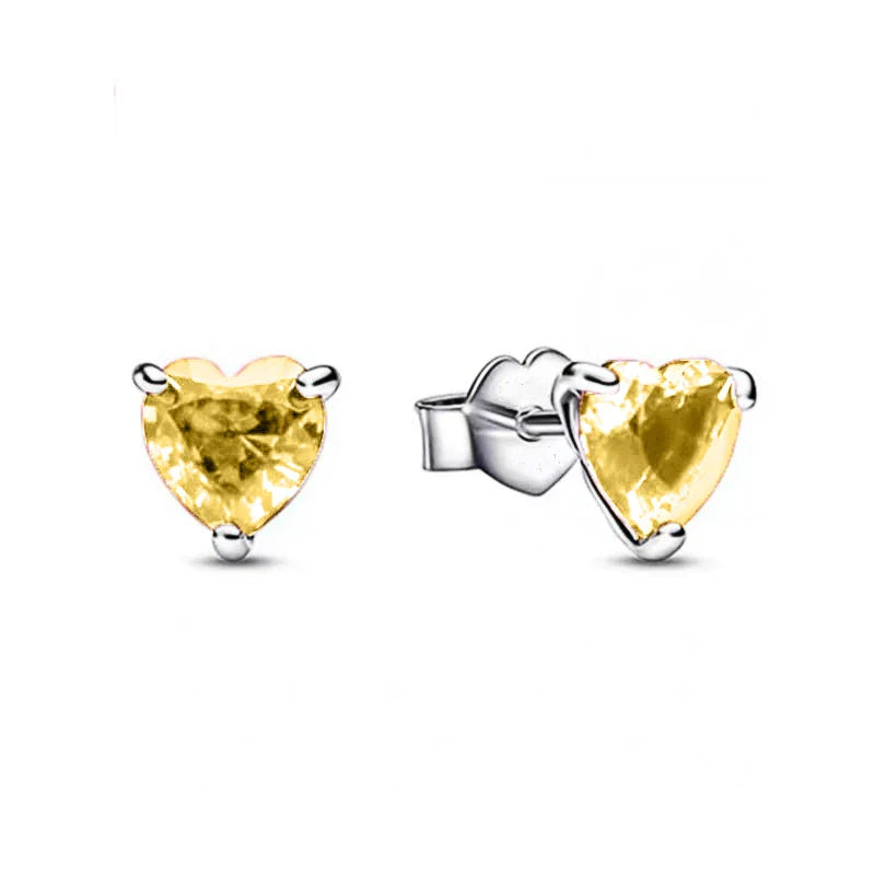 New S925 Silver Heart Stone Stud Earrings Suitable for Valentine's Day, Mother's Day, Anniversary Gift DIY Charm Jewelry