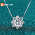 NeeTim 1CT Moissanite Diamond Necklace For Woman Pendant 925 Silver Plated with White Gold Chains Party Bridal Fine Jewelry Gift