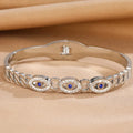 Fashion Stainless Steel Bracelet For Women Men Evil Eye Cuff Bangles Gold Plated Spring Buckle Lucky Amulet Jewelry Accessories