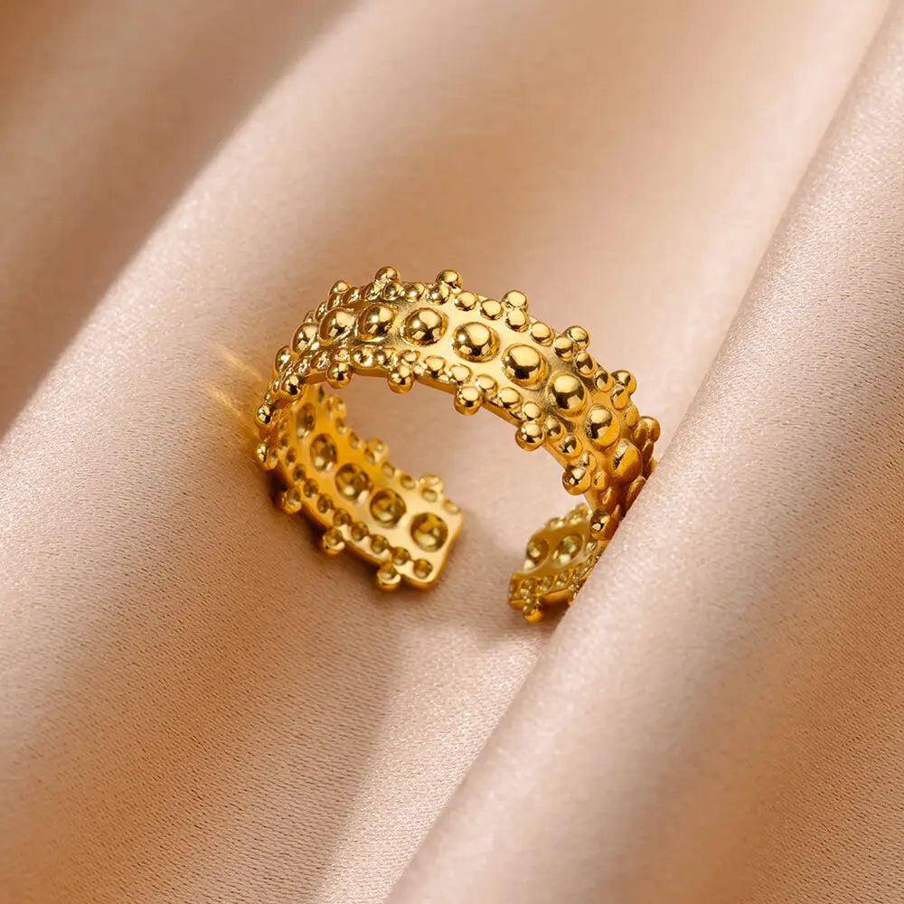 Gold Color Stainless Steel Multi Layer Rings for Women Hollow out Open Finger Ring Fashion Wedding Party Jewelry Gift 2024 New