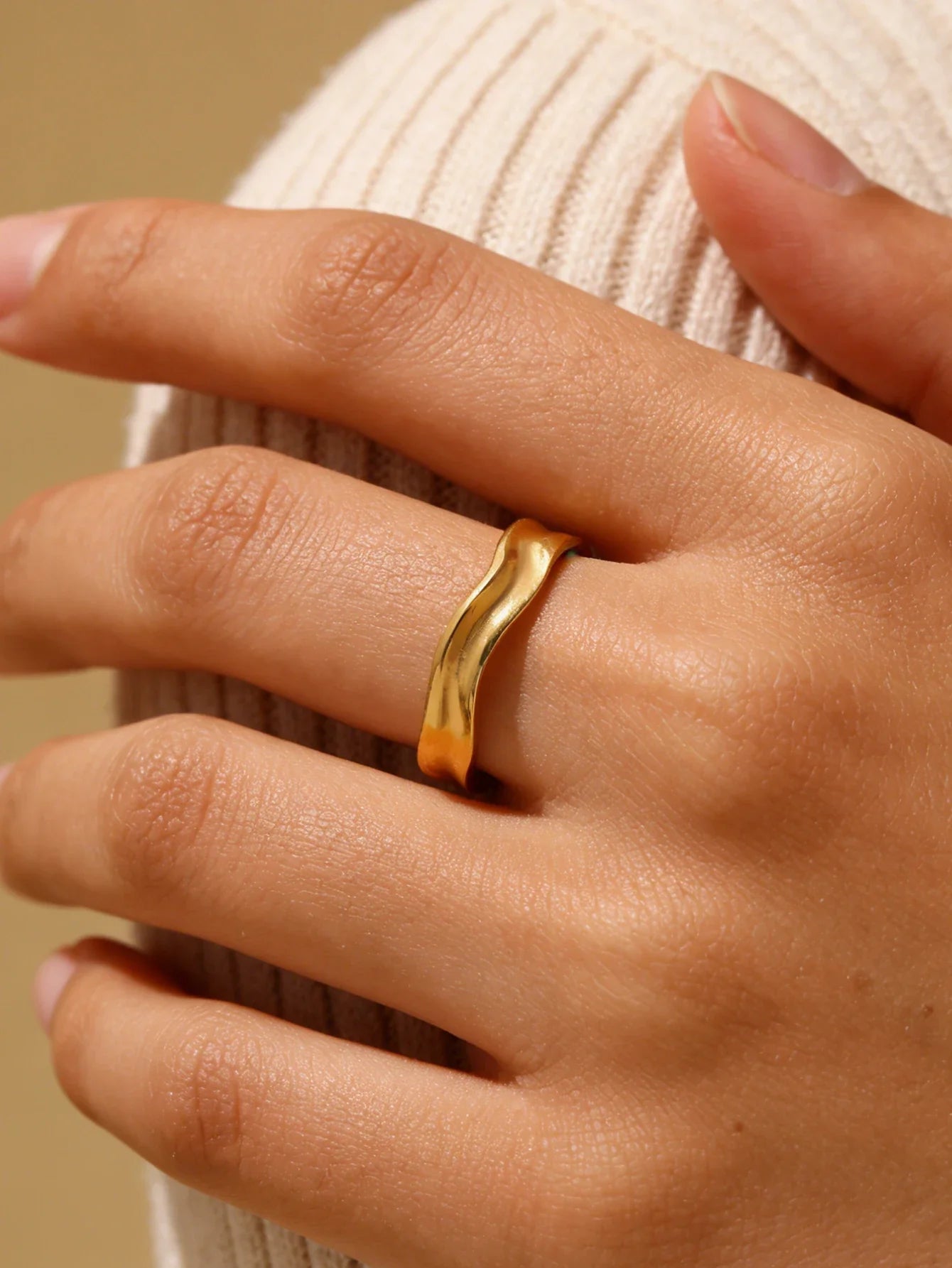 Stainless Steel Minimalist Texture Open Rings For Women Gold Color Wedding Aesthetic Ring Trendy Korean Style Accessories anillo