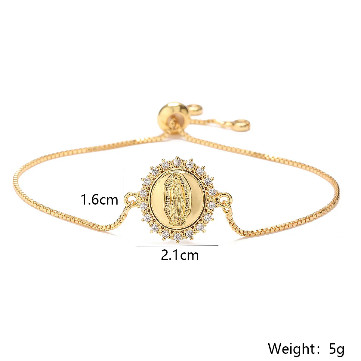 NEWBUY 2026 Fashion Gold Color Box Chain Virgin Mary Charm Bracelets For Women Shiny CZ Zircon Jewelry