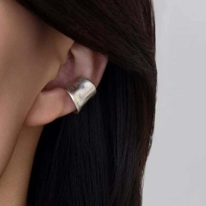 Vintage Fake Piercing Earcuff Double Circle Ear Cuff Faux Earrings for Women Man Hiphop Cuffs Earclips Accessories Korean Fashio