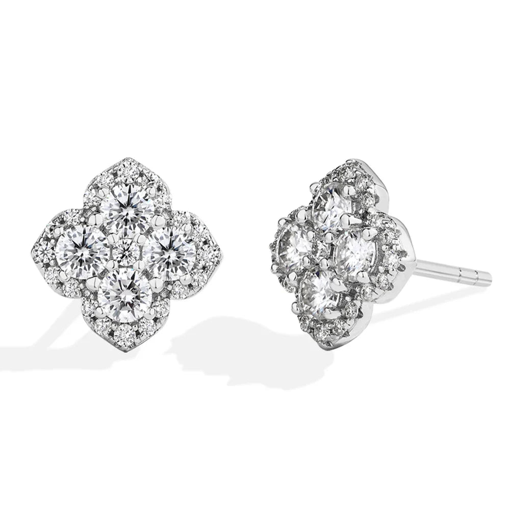 MINTYBOX S925 Silver D/VVS1 Moissanite Stud Earrings for Women Clover Lab Diamond Earring 1.054ctw Luxury Wedding Fine Jewelry