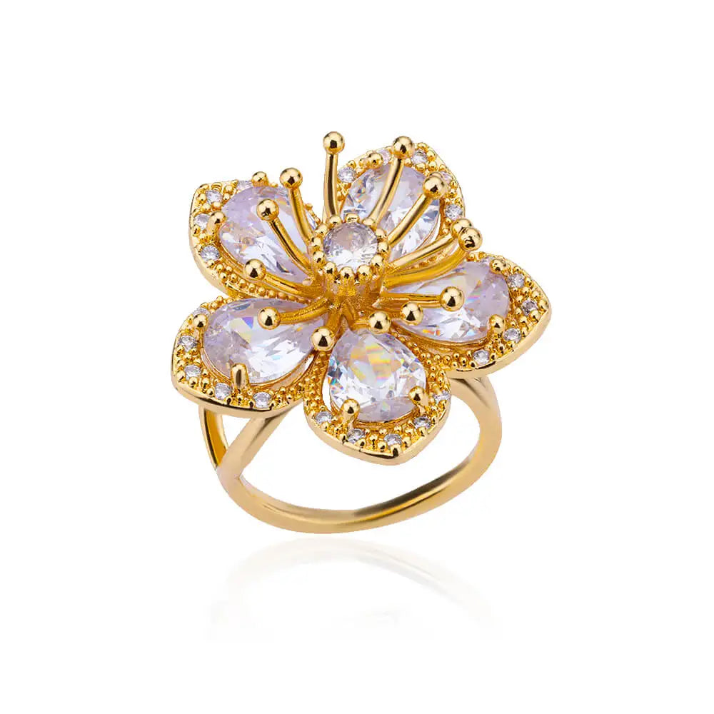 Delicate Zircon Flower Rings for Women Stainless Steel Ring 2024 New Trend Elegant Luxury Aesthetic Jewelry anillos
