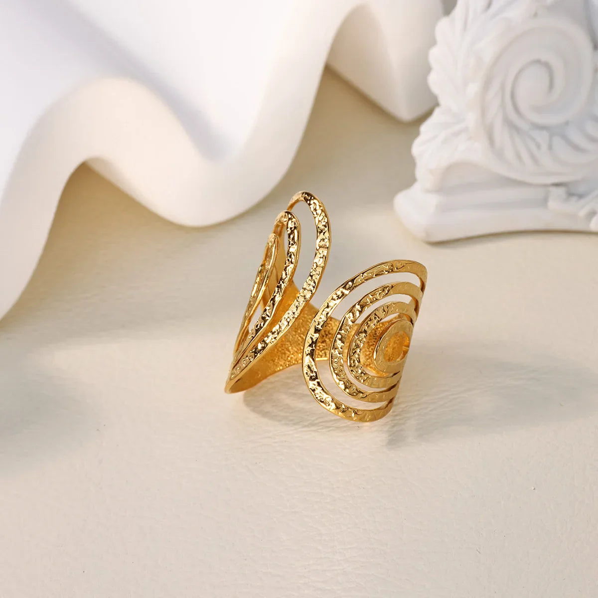Stainless Steel Chunky Wide Rings For Women Vintage Gold Color Geometric Open Finger Ring Fashion Minimalist Jewelry Gift Femme