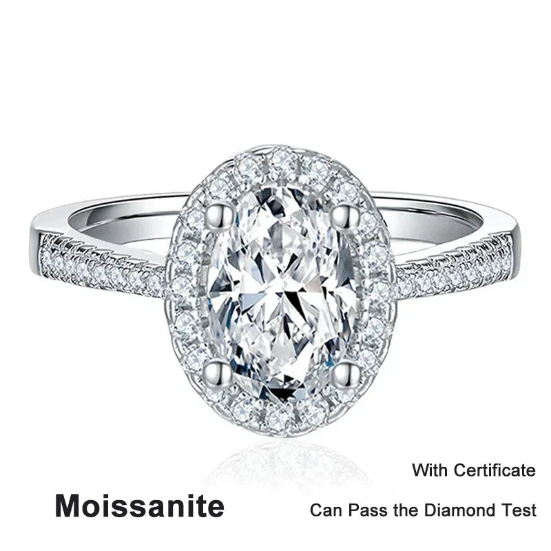 NeeTim 1CT 2CT D VVS1 Oval Cut Moissanite Rings for Women 925 Sterling Silver Lab Dimond Engagement Wedding Party Ring Wholesale