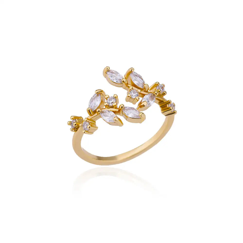Luxury Rose Flower Zircon Rings For Women Gold Color Stainless Steel Fashion Butterfly Ring 2023 Wedding Aesthetic Jewerly Gift