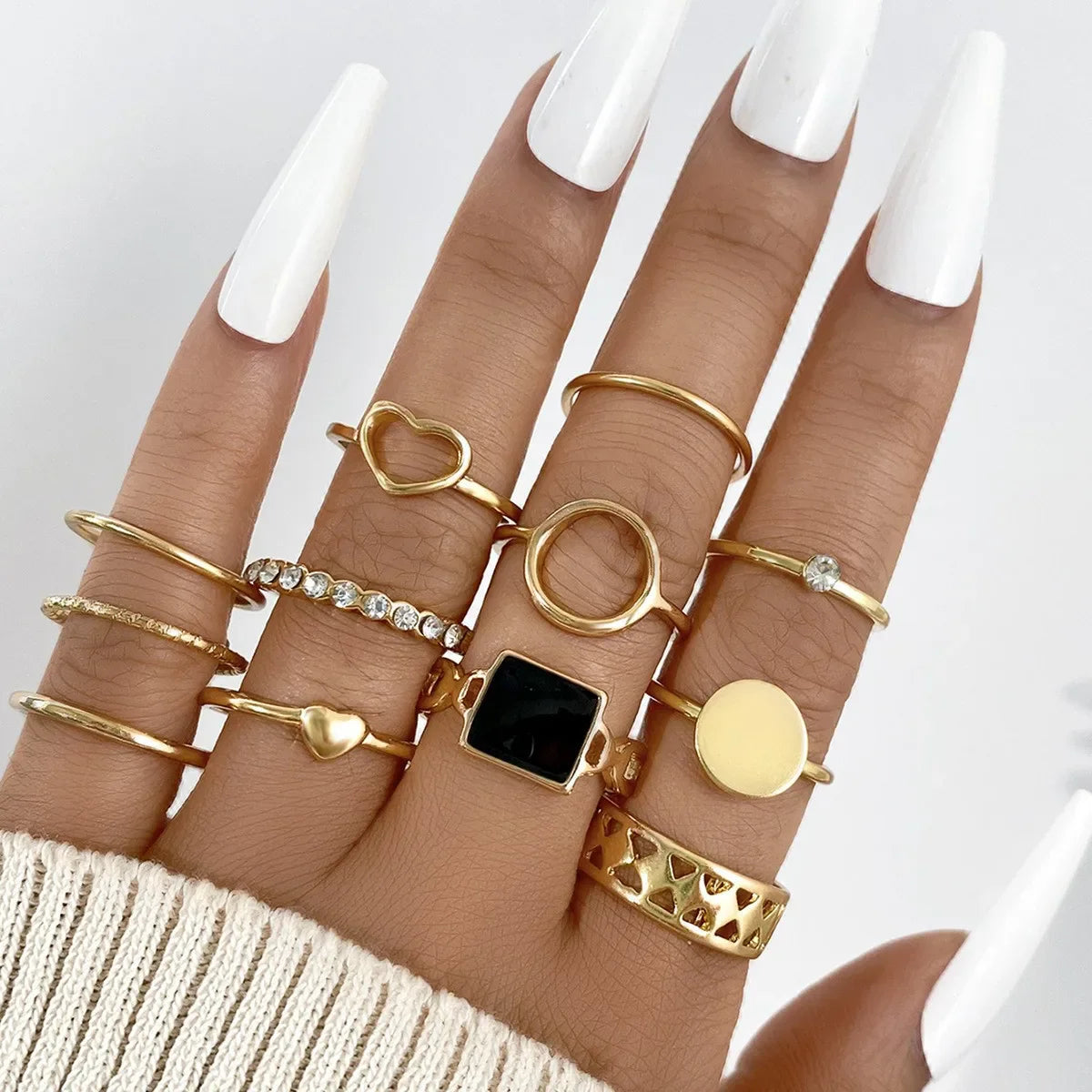 Vintage Irregularly Ring Set for Women Bohemian Gold Color Butterfly Snake Heart Geometric Rings Retro Boho Fashion Jewelry Gift
