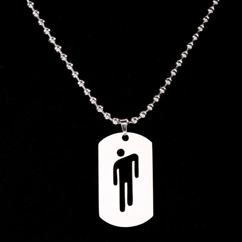 1pcs New Hollow-out Pendant Simple Stainless Steel Figurine Necklace Hip-hop Trend Military Pendant Sweater Chain
