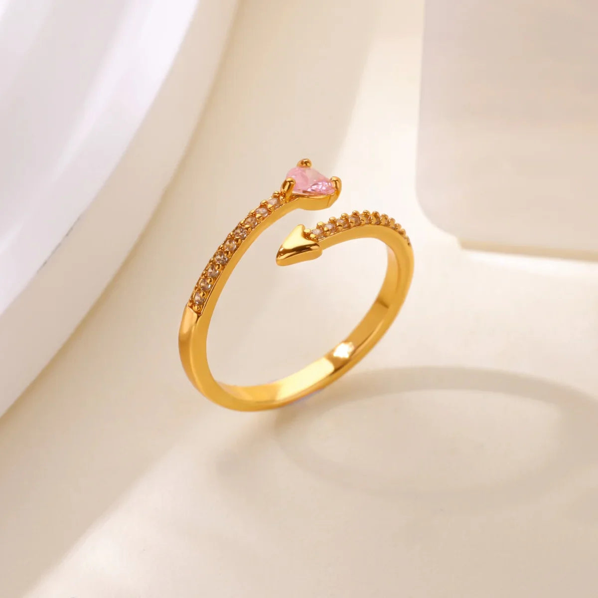 Fashion Pink Heart Zircon Rings for Women Gold Color Stainless Steel Imitation Pearl Ring Elegant Aesthetic Wedding Jewelry Gift