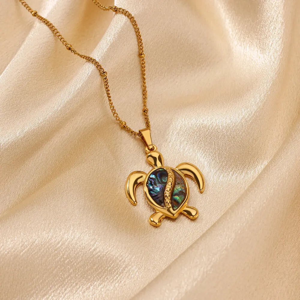 Summer Beach Turtle Necklace for Women Stainless Steel Chain Collar Pendant Necklaces Elegant Charm Jewelry Gift y2k Accessories