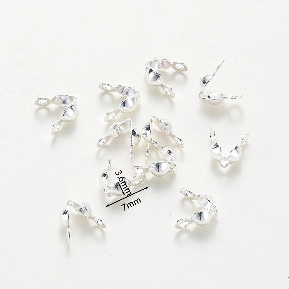 14K 18K Real Gold Plated Double Hole End Clasp Beads Open Cover Crimp Connector Beads For DIY Jewelry Making Necklace Component