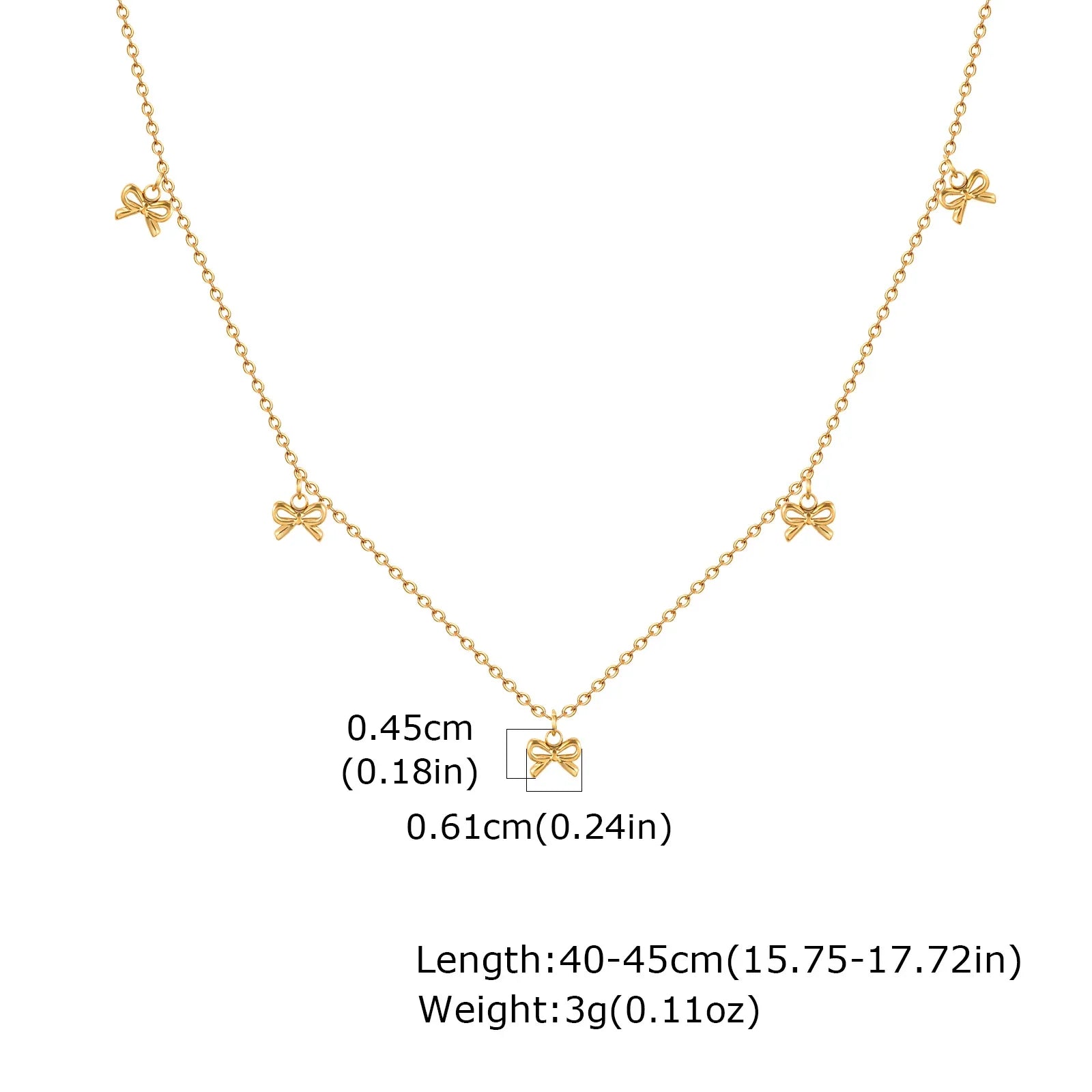 Charms Bow Necklace For Women, Bowknot Chain Choker Necklace, Stainless Steel Thin Link Exquisite Party Jewelry
