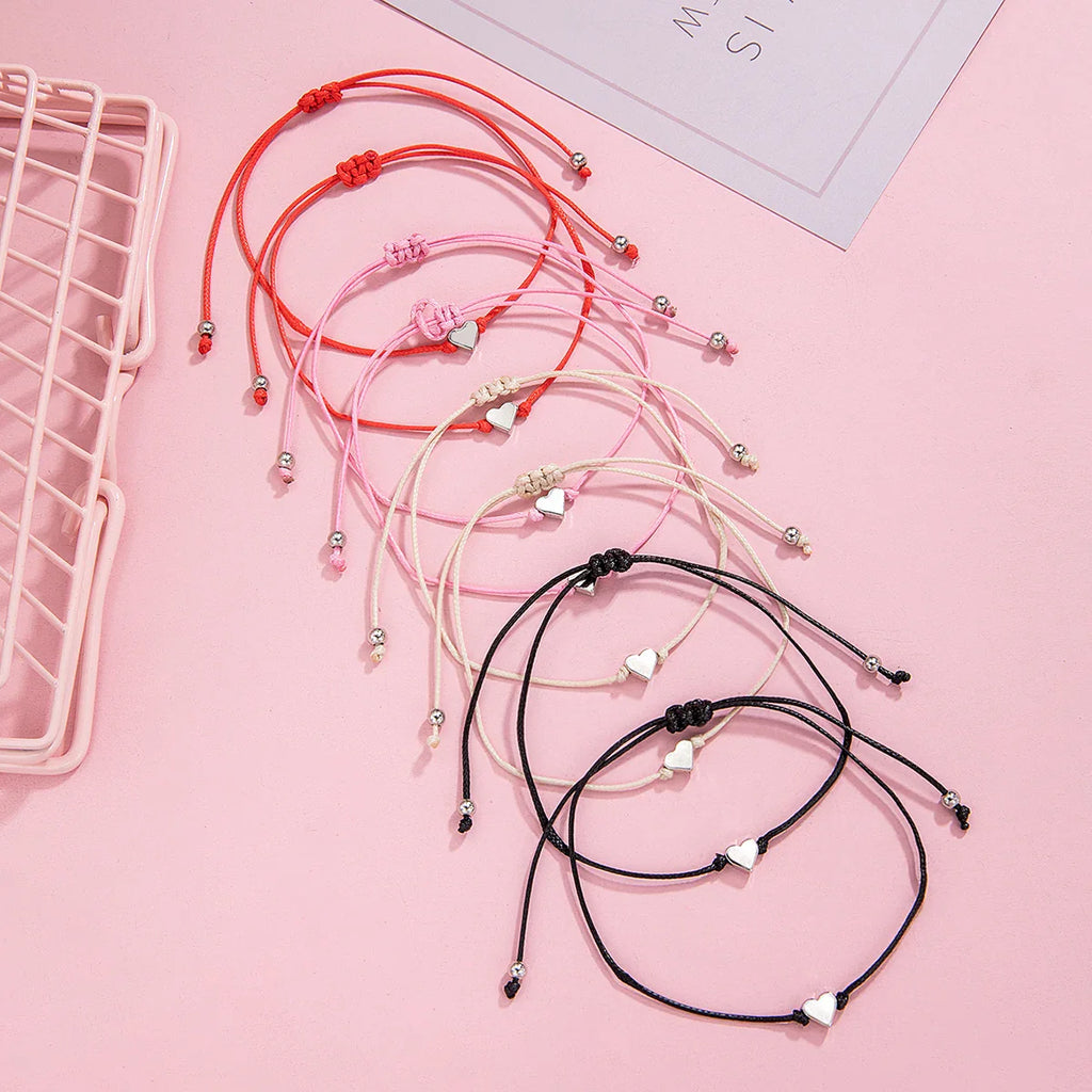 2 PCS Vintage Card Set Simple and Fashionable Popular Copper Love Adjustable Friendship Bracelet Valentine's Day Jewelry