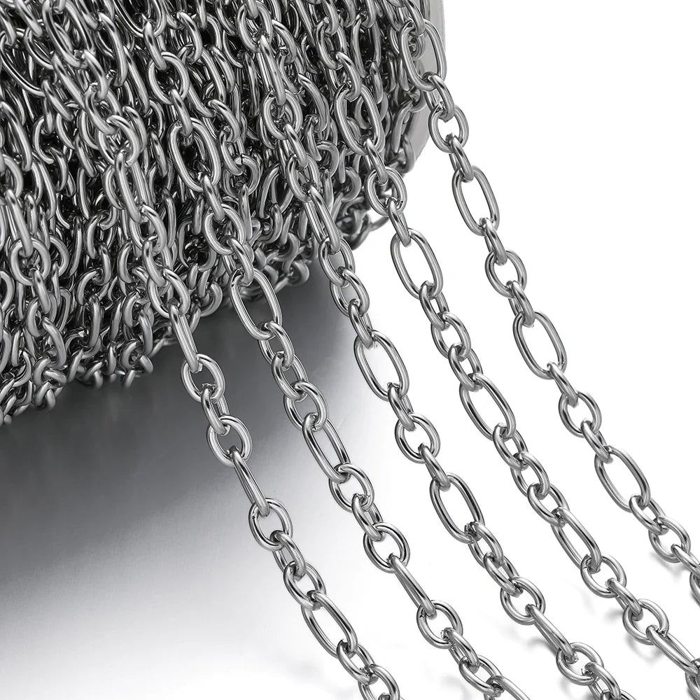 1Meter/Pack 304 Stainless Steel Knot Gold Steel Color Handmade Chains for DIY Necklace Bracelets Jewelry Making Accessories