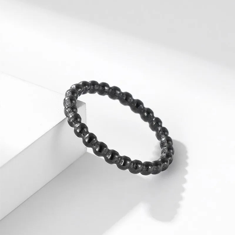 2mm Stainless Steel Stackable Ring Beads Eternity Band for Women Girl Size 5-11