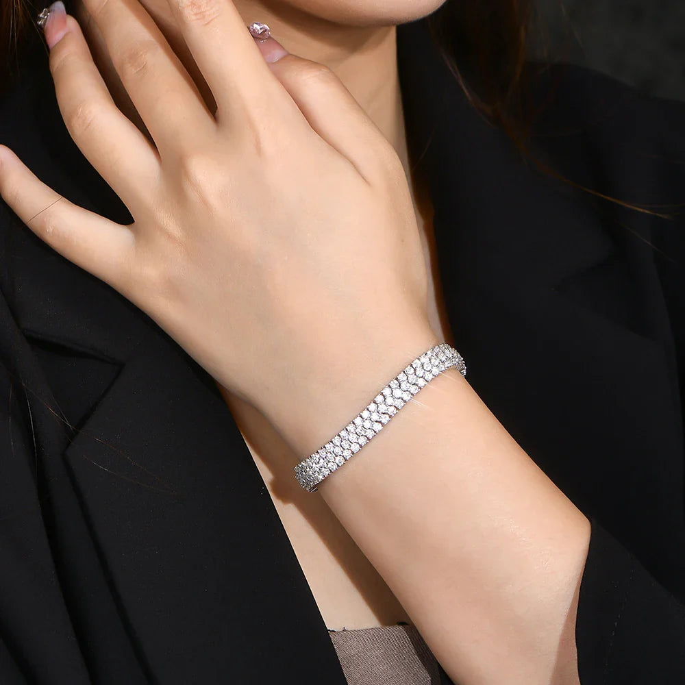 MINTYBOX S925 Sterling Silver All Moissanite Tennis Bracelet for Women D VVS1 Diamond Gold Plated Luxury Wedding Fine Jewelry