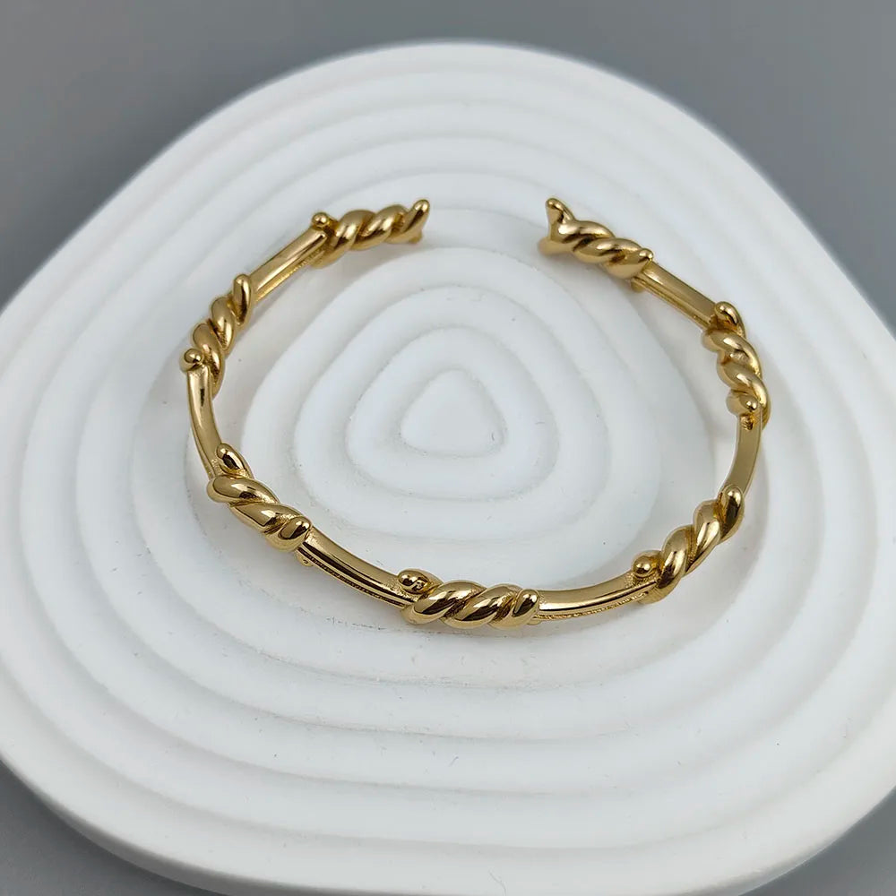 New style wire wrapped thorn stainless steel gold plated 18K bracelet, high quality waterproof silver jewelry, couple gift