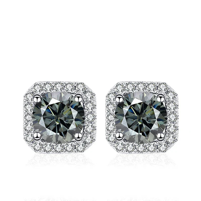 NeeTim 0.5ct 1ct Pink Moissanite Studs Earrings for Women 925 Sterling Silver Black Blue Grey Sparkling Lab Diamond Stud Earring