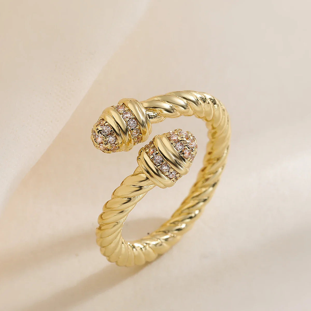 NEWBUY Trendy Gold Color Copper Geometric Jewelry Luxury AAA Cubic Zirconia Wedding Ring For Elegant Women Engagement Gift