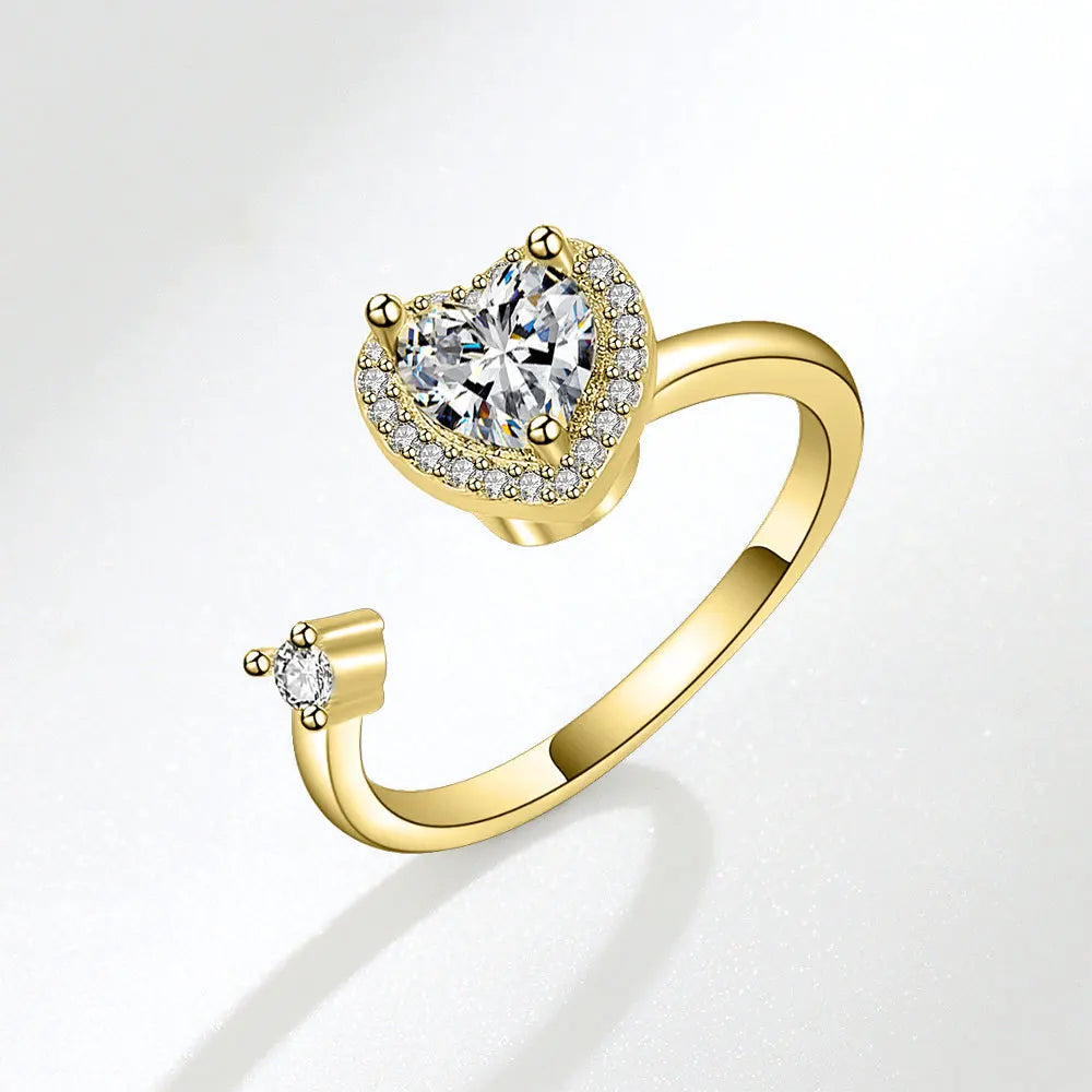 SMJEL Fidget Spinner Ring Anxiety for Women Multiple Crystal Flower Eye Butterfly Animal Ring Rotate Anti Stress Wedding Jewerly