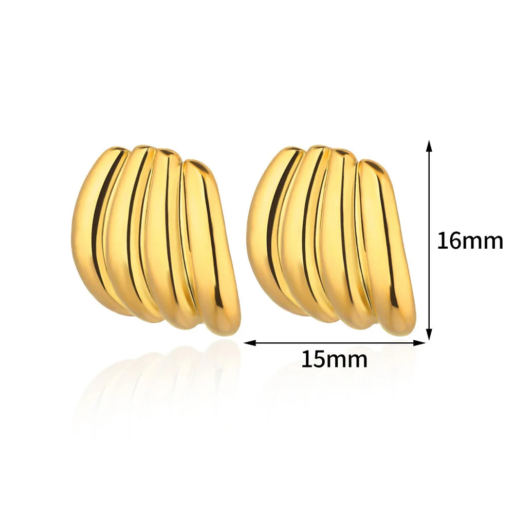 Vintage Striped Earrings For Women Gold Color  Stainless Steel Geometric Earring Statement Wedding Party Jewelry Gift 2024