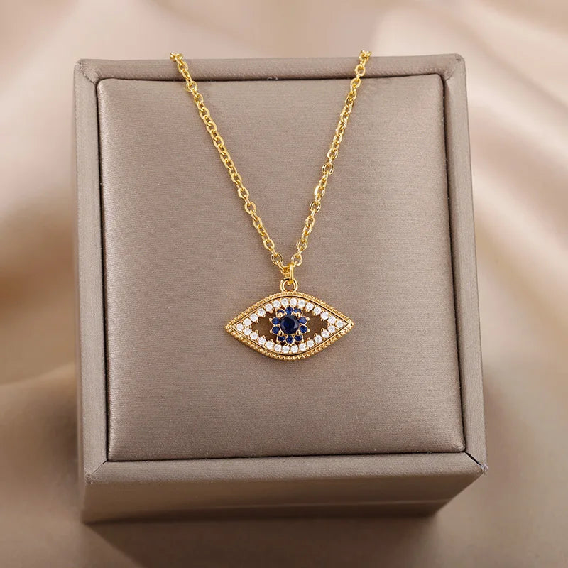 Trendy Heart Pendant Stainless Steel Pleated Necklaces For Women Trendy Gold Color Aesthetic Pendant Necklace Jewelry Accessory