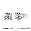 NeeTim 0.1ct-5ct D Moissanite Stud Earrings Lab Diamond 925 Sterling Silver with White Gold Plated Wedding Jewelry for Women Man