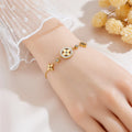 Elegant Temperament Premium Sense Of One Hundred Stainless Steel Four-Leaf Clover Round Pendant Flower Earrings Female