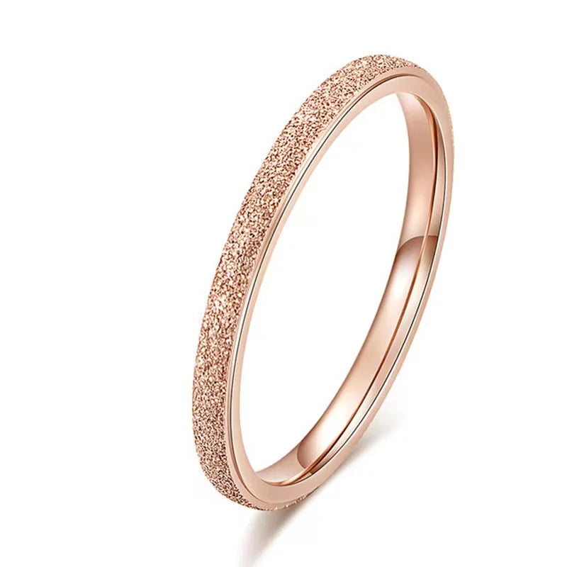 SUNIBI Frosted Stainless Steel Ring for Women Fashion Simple Gold Color Finger Rings Wedding Gifts Girls Jewelry Wholesale