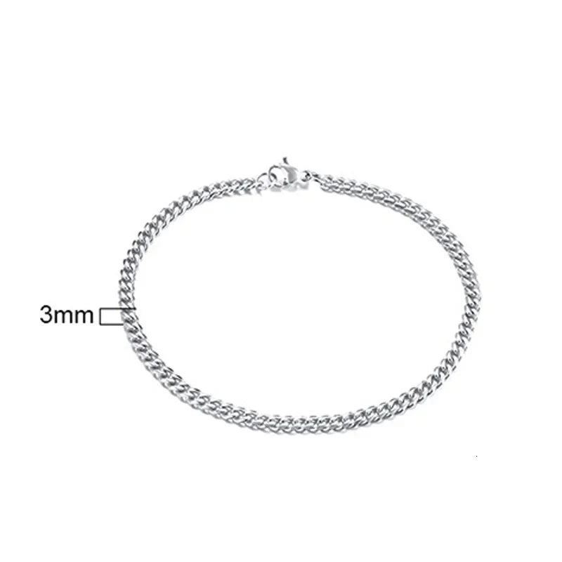 Stainless Steel Chain Bracelet Women, 3mm to 9mm Curb Cuban Chain Bangle Gold Color Unisex Wrist Stackable Jewelry
