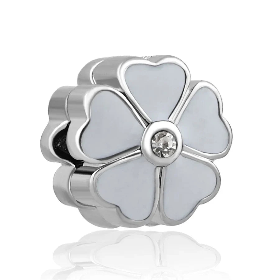 Hot selling 925 silver pink series flower dog paw heart-shaped pendant, Fit original bracelet DIY accessories, exquisite jewelry