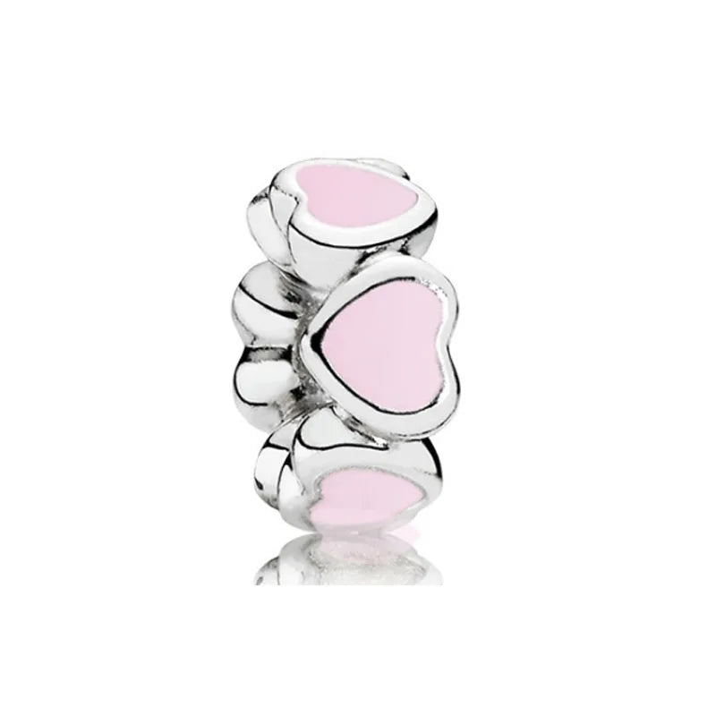 Hot selling 925 silver pink series flower dog paw heart-shaped pendant, Fit original bracelet DIY accessories, exquisite jewelry