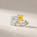 925 Sterling Silver New Style Adjustable Ring with Bright Princess Square CZ Female Engagement Party Accessories Fashion Jewelry