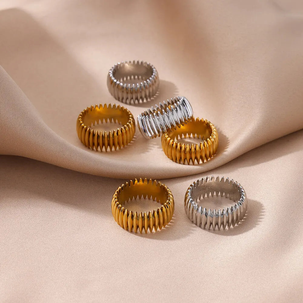 Vintage Geometric Bullet Rings For Women Gold Color Stainless Steel Punk Finger Ring Wedding Party Fshion Jewelry Gift Femme