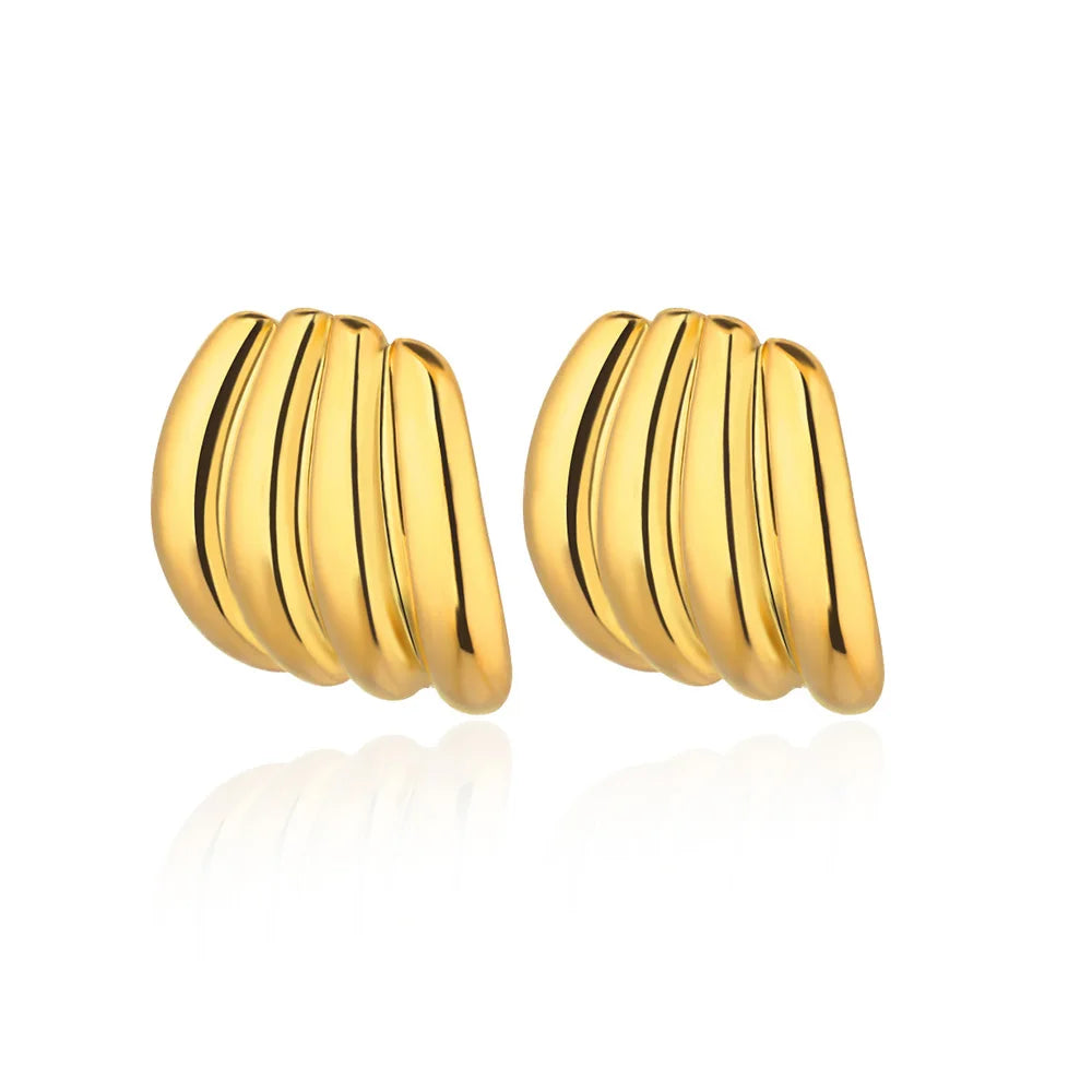 Vintage Striped Earrings For Women Gold Color  Stainless Steel Geometric Earring Statement Wedding Party Jewelry Gift 2024