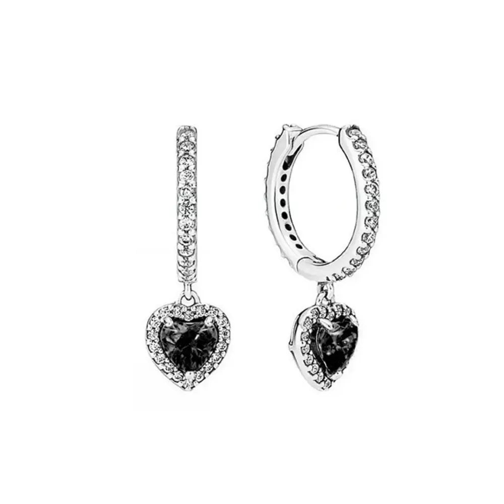 New S925 Silver Heart Stone Stud Earrings Suitable for Valentine's Day, Mother's Day, Anniversary Gift DIY Charm Jewelry