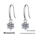 NeeTim 1ct 6.5mm Moissanite Droop Earrings for Women Original Wedding Chrismas Gift S925 Sterling Silver Hoop Earring Wholesale