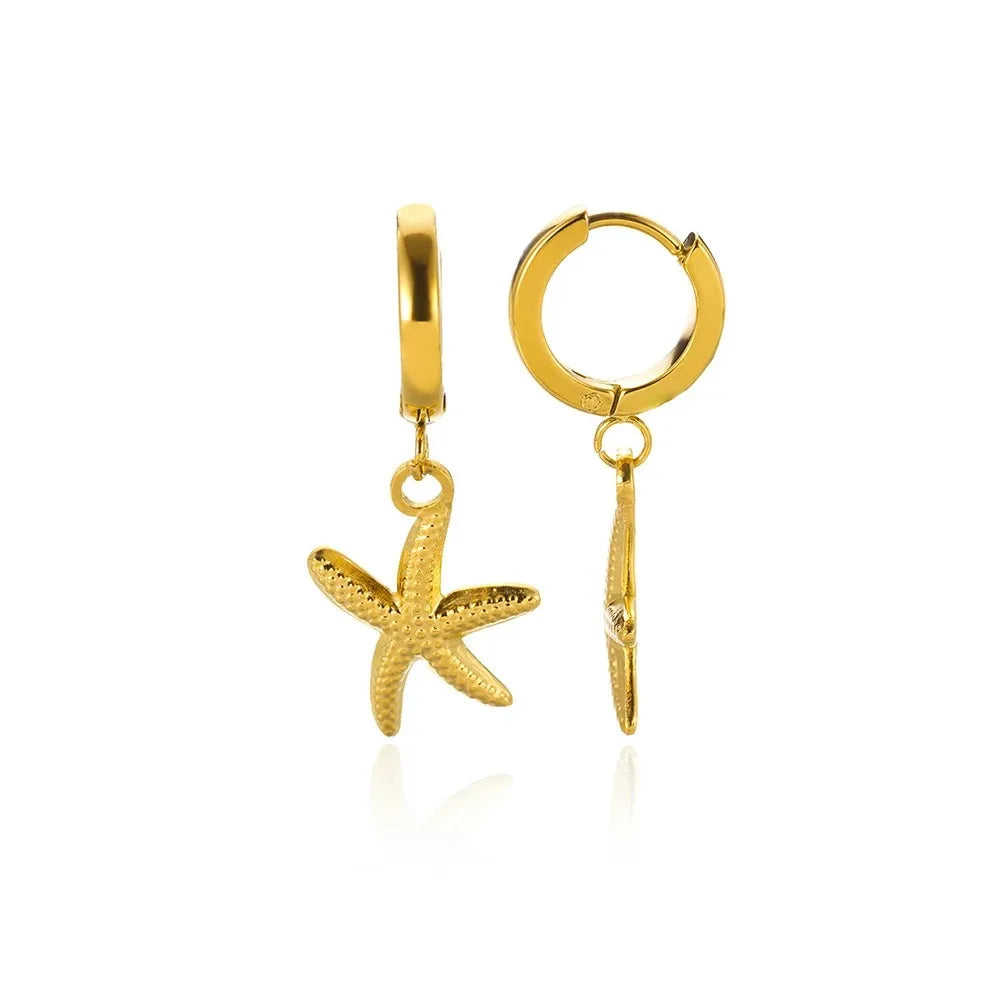 Water Drop Zircon Stars Stud Earrings For Women Stainless Steel Gold Color Statement Earring 2023 Femme Christmas Jewelry Gift
