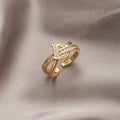 Korean Punk Cubic Zirconia adjustable ring for Women Office Party Friends Gifts Jewelry Accessories