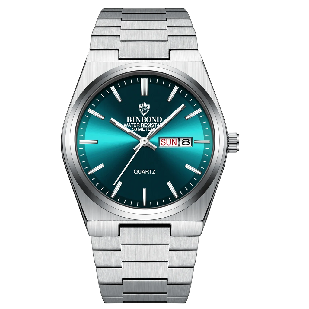 BINBOND Luxury Fashion Man Clock Top Business Waterproof Luminous Date Week Men's Watches Quartz Stainless Steel Men Wristwatch