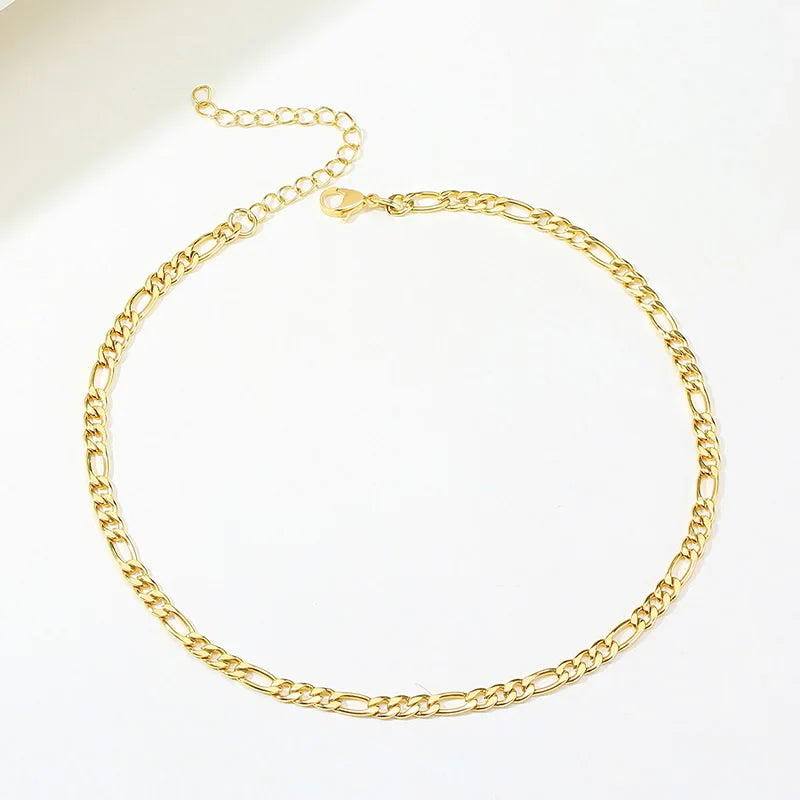 Figaro Chain Necklace Stainless Steel Link Gold Color Choker Necklace Layered Women Girls 14"  18" 20" 24"